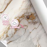 Papel De Parede Painel 3d Mármore Branco Brilho Viníl 4m
