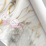 Papel De Parede Painel 3d Mármore Branco Fio Dourado 1,5m