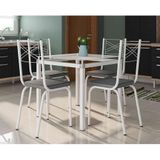 Jogo Mesa 75x75cm Vidro Branco 4 Cadeiras 119 Branco