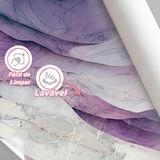 Papel De Parede Painel 3d Mármore Branco E Roxo Viníl 3,5m