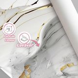 Papel De Parede Painel 3d Mármore Branco Brilho Ouro 4m