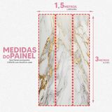 Papel De Parede Painel 3d Mármore Branco Com Ouro 1,5m