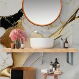 Papel De Parede Painel 3d Mármore Branco Brilho Ouro 1,5m