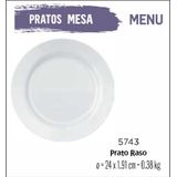 Jogo De Prato Menu 12 Pratos Rasos - 24cm Vidro Branco