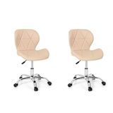 Conjunto 02 Cadeiras Office Eiffel Slim Base Giratória Nude