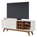 Rack Para Sala Bancada De Tv 70 Pol. 180cm Norena C05 Off White Matte/freijó - Mpozenato