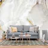 Papel De Parede Painel 3d Mármore Branco Dourado Viníl 4m