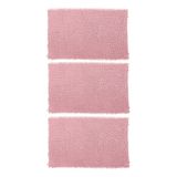 Kit 03 Tapetes De Banheiro Microfibra Bolinha 58x38cm Rosa