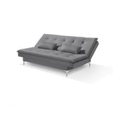 Sofa Cama Barcelona P/ Sala E Quarto Versátil P/ Flat E Apartamento Em Veludo C/pés Alumínio Cinza