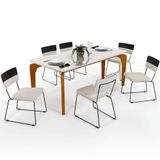 Mesa De Jantar Capri 160cm Off White 6 Cadeiras Preto Cru