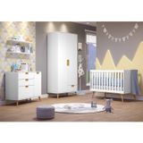 Quarto De Bebê Completo 3 Peças Caring Serpil Baby Branco/carvalho