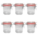 Kit 6 Potes Hermético Vidro Trava Metal 300ml Class Home