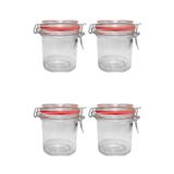 Kit 4 Potes Hermético Vidro Trava Metal 300ml Class Home