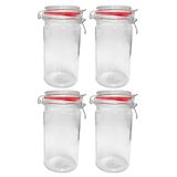 Kit 4 Potes Hermético Vidro Trava Metal 1000ml Class Home