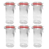 Kit 6 Potes Hermético Vidro Trava Metal 1500ml Class Home