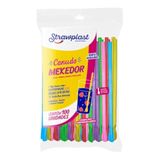 500 Canudo Colher Mexedor Colorido Strawplast Para Drinks