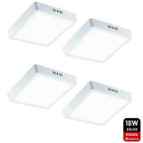 Kit4 Painel Led Sobrepor 22x22 Luminaria 18w 6500k Avant