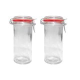 Kit 2 Potes Hermético Vidro Trava Metal 1500ml Class Home