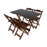 Conjunto De Mesa Dobrável 120x70 Imbuia Com 4 Cadeiras Marrom