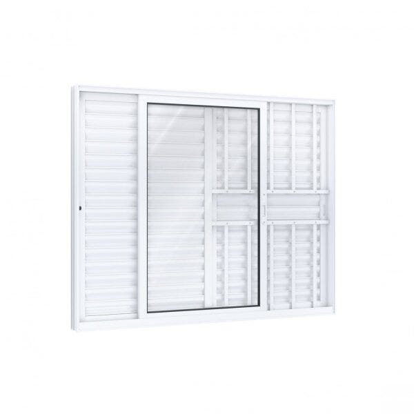 Janela Veneziana Alumínio Lateral 3 Folhas Eccellente 100x150cm Lucasa Branco