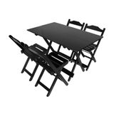 Conjunto De Mesa Dobrável 120x70 Preto Com 4 Cadeiras Preto