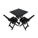 Conjunto De Mesa Dobrável 70x70 Com 2 Cadeiras De Madeira Maciça Preto Preto