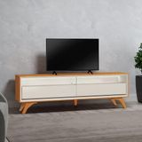 Rack Para Tv 75&quot; Com Led 2gv Austria Cor:naturalle/off