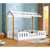 Cama Infantil Criança Montessoriana Ágatha Casal Com Led Branco/amêndoa - Divaloto