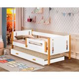 Cama Babá Infantil Mirela Com Cama Auxiliar Branco/mel Com Grade De Proteção Branco