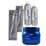 Kit Cabelo Azul Royal 2 Tinta 1 Matiz 250g 2 Ox 30 Volumes M