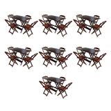 Kit 7 Conjuntos De Mesa Dobravel Com 4 Cadeiras De Madeira 120x70 Para Restaurante E Bar - Imbuia