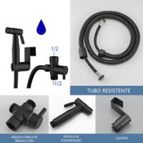 Ducha Higiênica Preto Fosco Completa Banheiro Lavabo