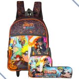 Kit Mochila Rodinhas + Lancheira Com Estojo Naruto Shippuden