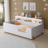 Cama Criança Infantil Montessoriana Juvenil Doçura Com Nicho - Branca