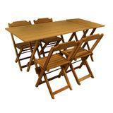 Conjunto De Mesa 1,20x70 E Mesa Aparador Dobrável Com 4 Cadeiras - Mel