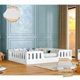 Cama Infantil Com Colchão Casal Montessoriana Helo - Branco Incluso Luminária - Cor: Branco