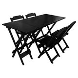 Conjunto De Mesa 1,20x70 E Mesa Aparador Dobrável Com 4 Cadeiras - Preto