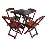 Conjunto De Mesa Com 4 Cadeiras De Madeira Dobravel 70x70 Imbuia - Marrom