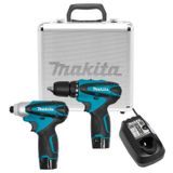 Kit Furadeira Parafusadeira E Parafusadeira De Impacto Lct204 12v Com Carregador Bivolt - Makita