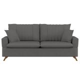 Sofá 180cm 3 Lugares Com Almofadas Pés Curvos Veras Suede D05 Cinza - Mpozenato