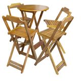 Conjunto De Mesa Bistrô De Madeira Com 4 Cadeiras Dobravel Mel - Amarelo