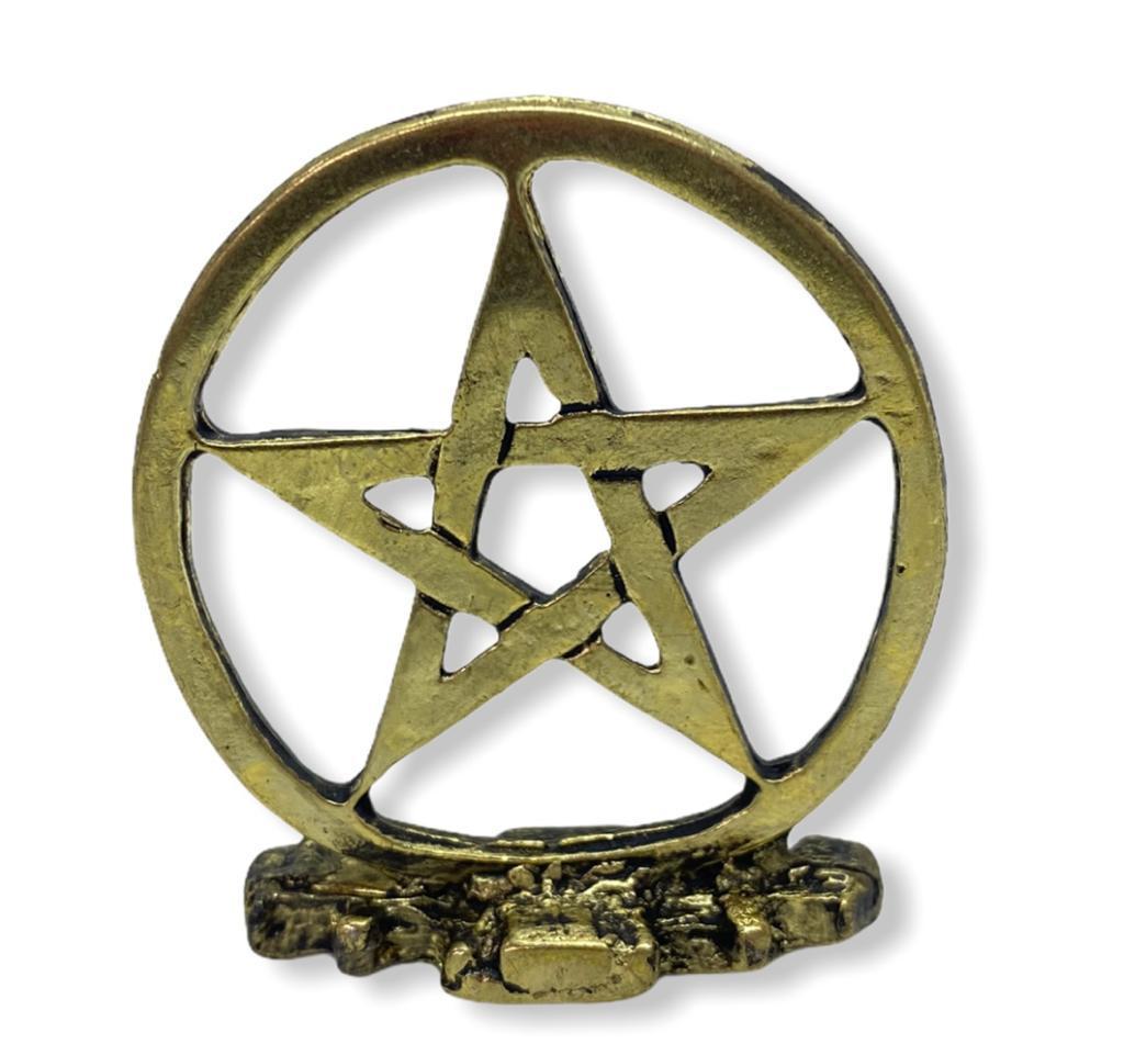 Pentagrama Em Metal Dourado De Mesa 5 Cm - Proteção