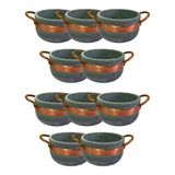 Kit 10 Cumbucas Alça De Cobre Pedra Sabão Caldo Sopa 500ml