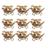 Kit 9 Conjuntos De Mesa Dobravel Com 4 Cadeiras De Madeira 70x70 Para Restaurante E Bar - Mel