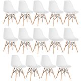 Kit 14 Cadeiras Charles Eames Eiffel Dsw Com Pés De Madeira Clara Branco