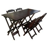 Conjunto De Mesa 1,20x70 E Mesa Aparador Dobrável Com 4 Cadeiras - Imbuia