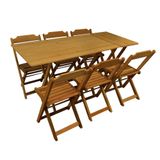 Conjunto De Mesa 1,20x70 E Mesa Aparador Dobrável Com 6 Cadeiras - Mel