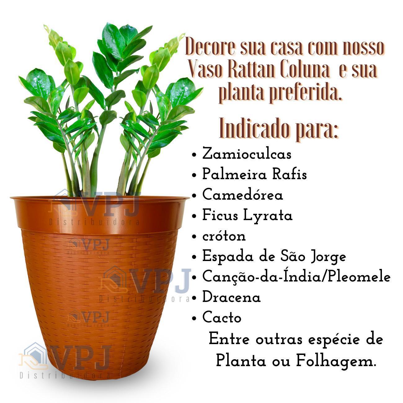 Vaso Redodndo Rattan Decorativo Para Flores Plantas 14,5 L