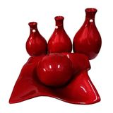 Vasos Trio Garrafas E Centro De Mesa Cerâmica Vermelho