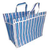 Sacola de Feira - Supermercado - Sacolas Retornáveis - Nylon - GRANDE - Jolular.Shop - BRANCO/AZUL